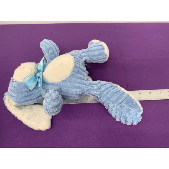 Kids of America Corp Blue Corduroy Plush Stuffed Animal Bunny Blue Bow Pink Plas - Picture 10 of 11